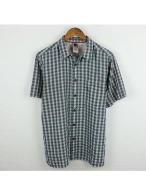 The North Face Men's Medium Blue Plaid Casual Short Sleeve Button Up Shirt